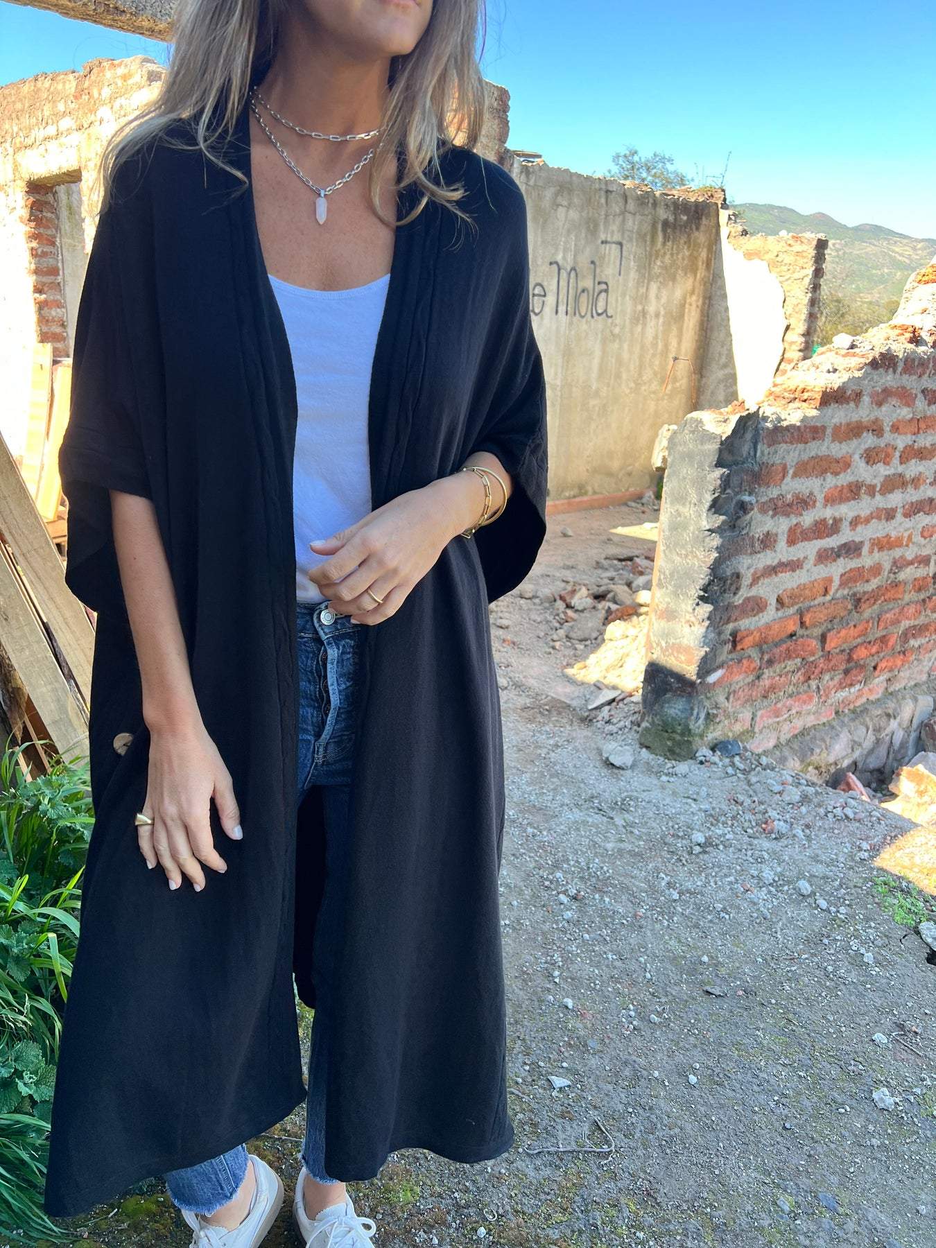 Women's Button-down Slit Mid-sleeve Casual Cardigan