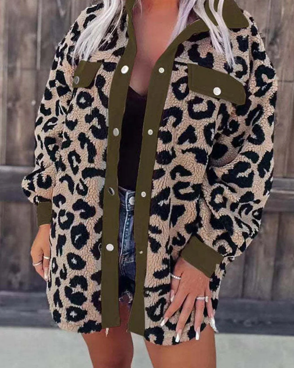 Women's Leopard Print Fur Coat