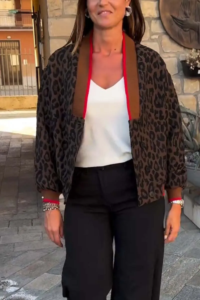 Women's Leopard Print Contrast Web Jacket